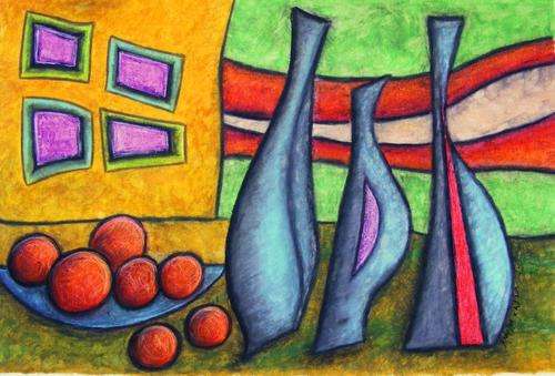Party of Fruit - Original Oil Pastel - Jennifer van Niekerk