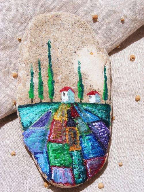 Rainbow Landscape - Mini Rock Art - Jennifer van Niekerk