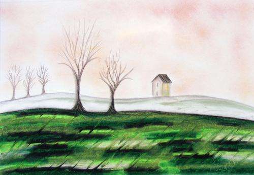 Emerald Winter - Original Oil Pastel - Jennifer van Niekerk