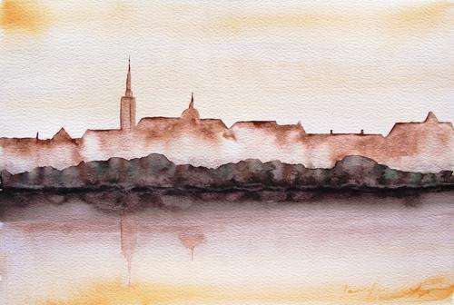 A Venetian Cityscape Silhouette - Original Watercolour - Jennifer van Niekerk