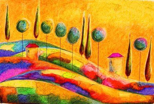 Patches of Colour - Original Oil Pastel - Jennifer van Niekerk.