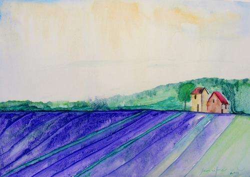 Lavender Landscape - Original Watercolour - Jennifer van Niekerk