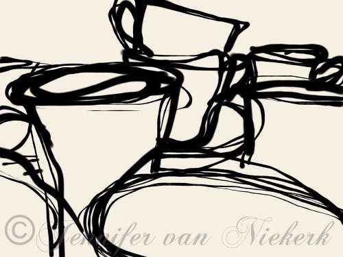 Cup Set Line Drawing II  [d]