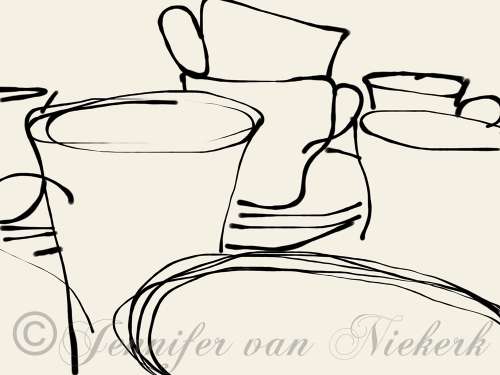 Cup Set Line Drawing I  [d]