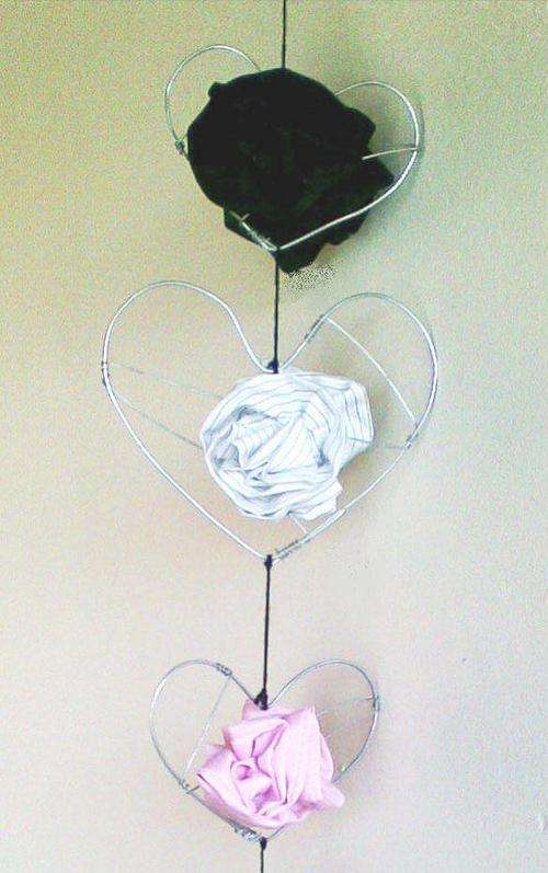 Mobile of hearts - Black, Pinstripe & Pink