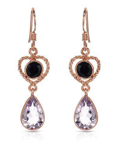 Brand New Earrings With 7.10ctw Precious Stones - Genuine Amethysts and Sapphires 925 Sterling silve