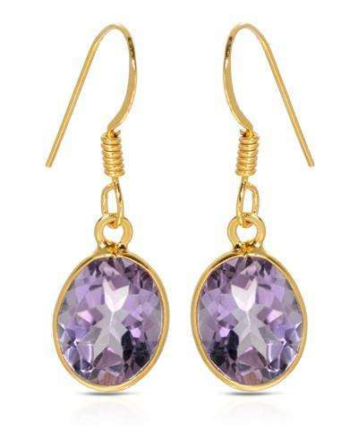 Brand New Earrings With 5.50ctw Genuine Amethysts Gold plated Silver Length 31mm