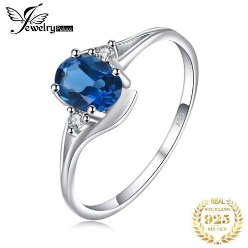 JewelryPalace Genuine London Blue Topaz Ring 925 Sterling Silver Rings for Women Engagement Ring Sil