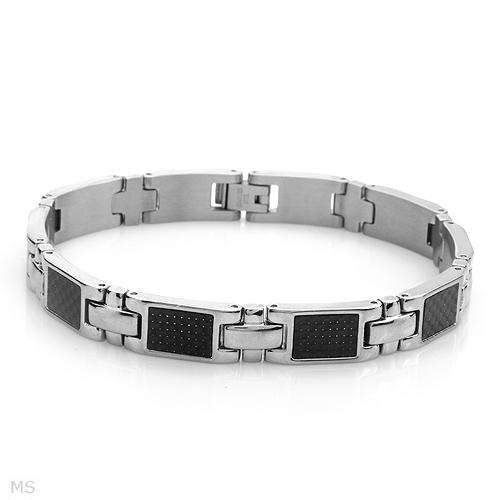 Nice Brand New Gentlemens Bracelet Beautifully Crafted in Two tone Resin and Stainless steel.