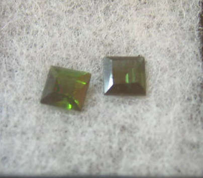 TEAL Green Princess cut TOURMALINE, .60ct 4x4mm (Set of 2)