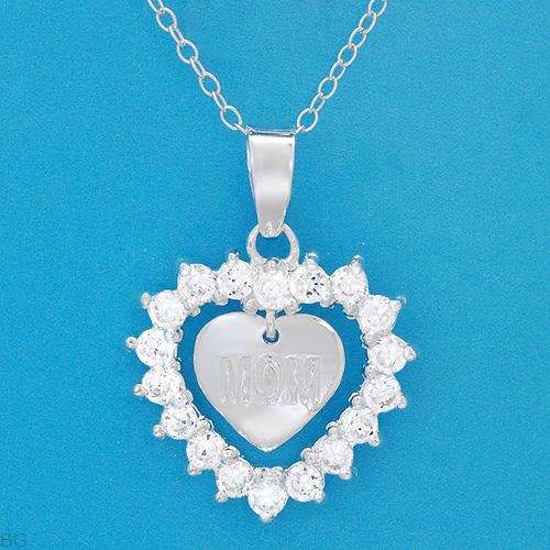 Vibrant Brand New Heart Necklace With 1.40ctw Cubic zirconia Well Made in 925 Sterling silver