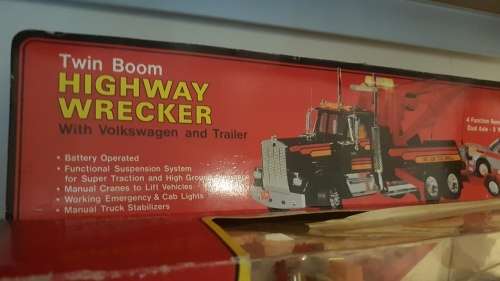 Tow Truck with twin booms & VW Golf on a Trailer