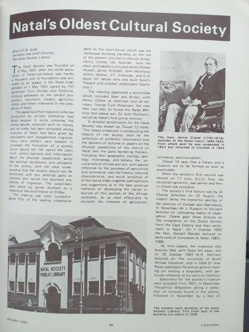 Lantern magazine (March 1974) Vol 23 no 3 Natal 150 jaar herdenking (1824 to 1974)