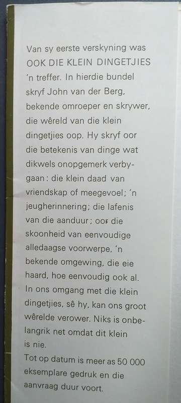 Ook die klein dingetjies (J van der Berg)