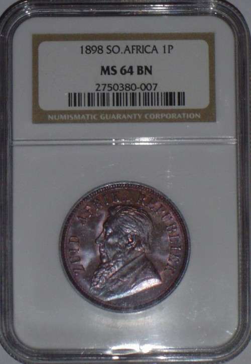 1898 ZAR NGC MS64 BN pennie penny
