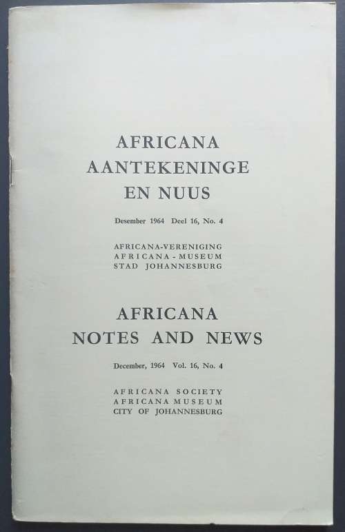 Africana notes and news December 1964 Vol 16 no 4