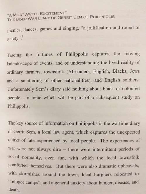 A most awful excitement. Anglo Boer war diary of Gerrit Sem of Philippolis (Doreen Atkinson)