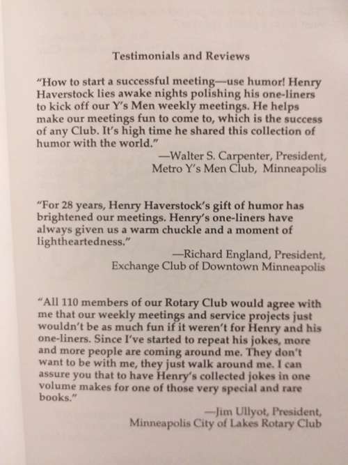 Henry`s Hilarious One Liners (Henry W Haverstock)