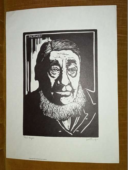 Linosniee afdruk van Pres Paul Kruger van die ZAR deur Jacob Hendrik Pierneef