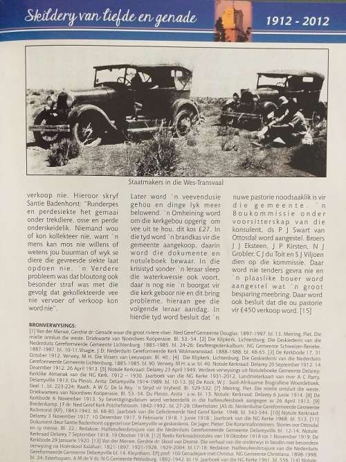 NG Gemeente Delareyville 1912-2012 Skildery van liefde en genade (Dr Gerdrie van der Merwe)