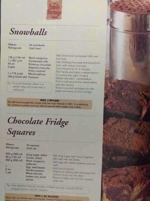 Stork Family Heritage Cookbook
