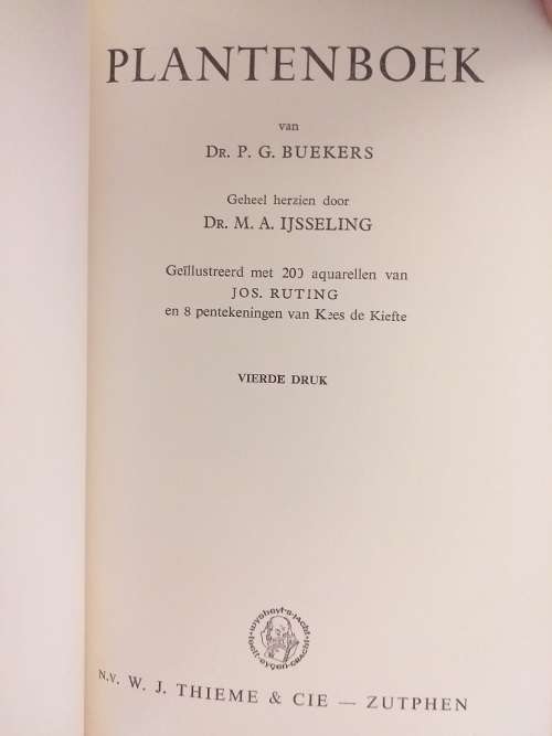 Buekers` Plantenboek (Dr PG Buekers)- Nederlandse teks plantkunde boek
