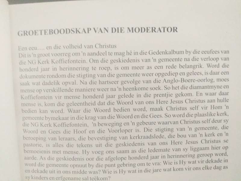 Die Kerk met die vis op die toring - word 100 jaar 1904-2004 NG Kerk Koffiefontein