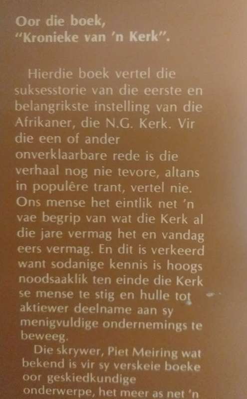 Kronieke van `n Kerk (Piet Meiring) NG Kerk