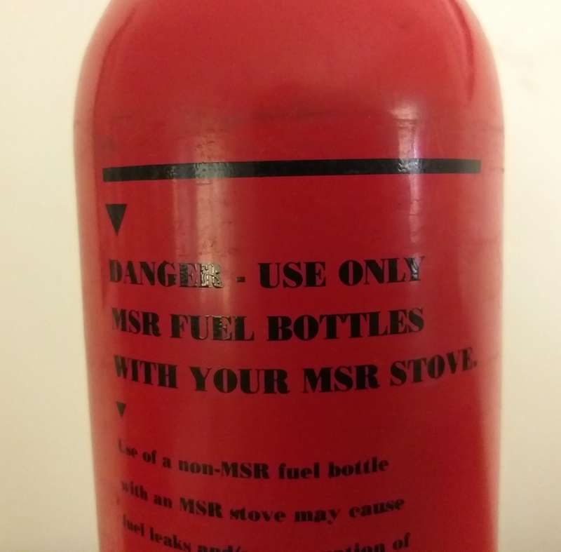 973mL 33 Fl oz MSR Fuel bottle for liquid petroleum products like paraffin or kerosene