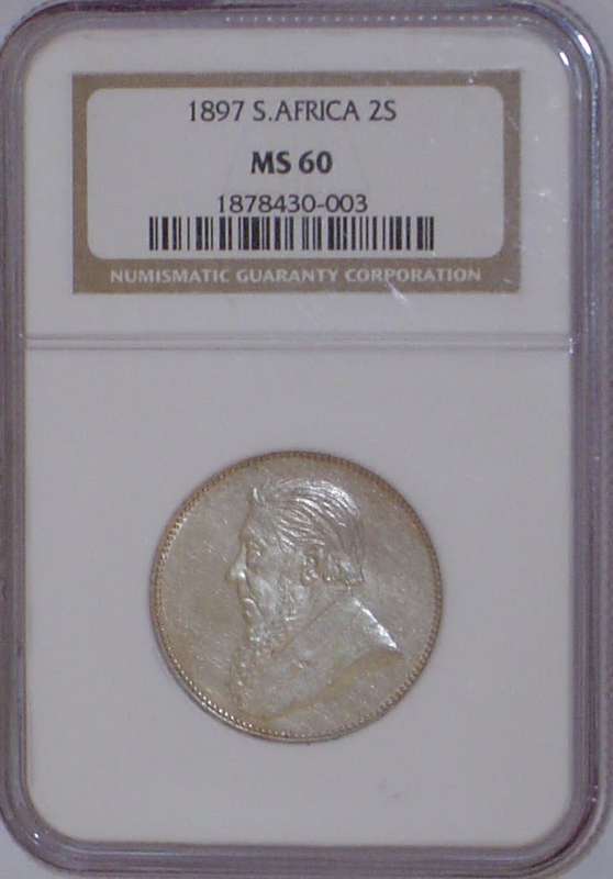 1897 ZAR MS60 NGC Two shilling 2S