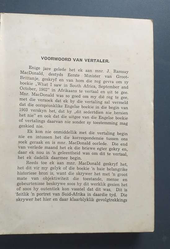 Wat ek in Suid Afrika gesien het September en Oktober 1902 - J Ramsay MacDonald *** LEES KOPIE ***