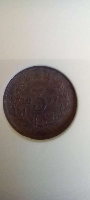1897 ZAR Anacs MS61 3p tickey tiekie 3p