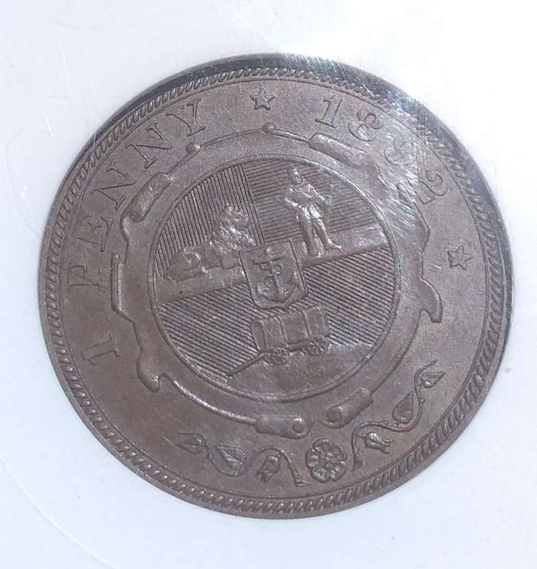 1892 ZAR Anacs MS61 BRN pennie penny