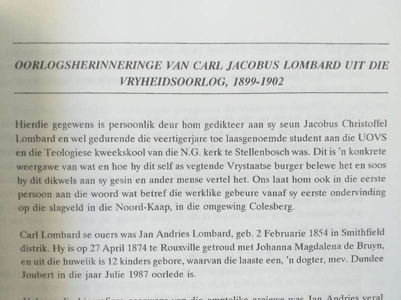 Worsteljare vir Vryheid en Reg - Herinneringe van Carl en Adriana Lombard uit die Vryheidsoorlog