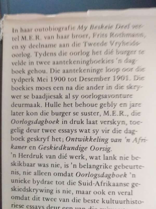 Oorlogsdagboek van `n Transvaalse burger te velde (inleiding en aantekeninge deur MER)