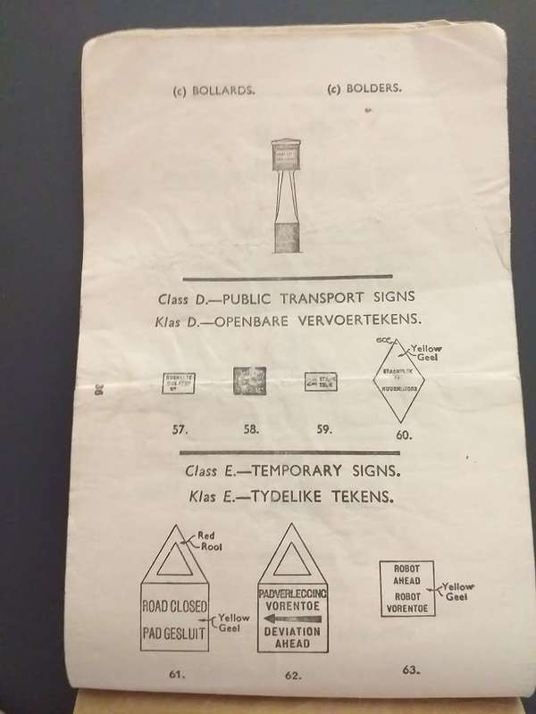 Antieke/Vintage Padkode van Suid-Afrika / The Highwaycode of South Africa