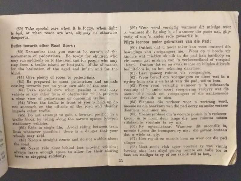 Antieke/Vintage Padkode van Suid-Afrika / The Highwaycode of South Africa