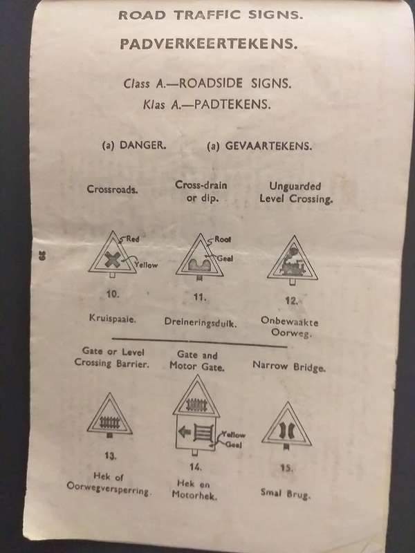 Antieke/Vintage Padkode van Suid-Afrika / The Highwaycode of South Africa
