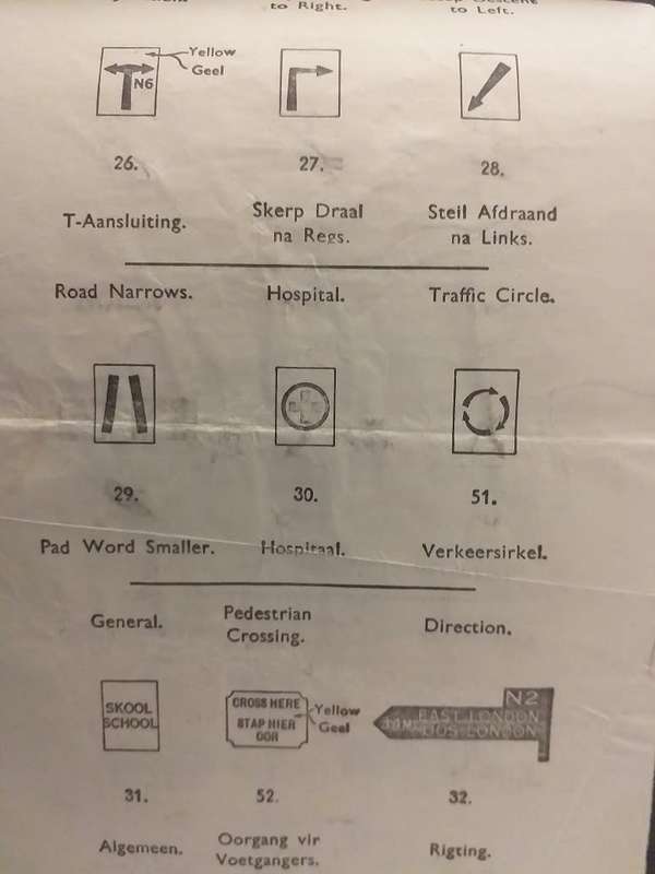 Antieke/Vintage Padkode van Suid-Afrika / The Highwaycode of South Africa