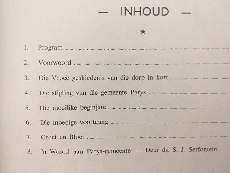 Gedenkboek by die Driekwart- Eeufees NG Gemeente Parys  1884-1859 (Dr BJ Odendaal)