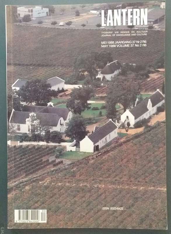 Lantern Tydskrif Magazine  Mei 1988 vol 37 nr 2 Tema: Hugenote, Afrikaans Bergriviervallei, Wyn