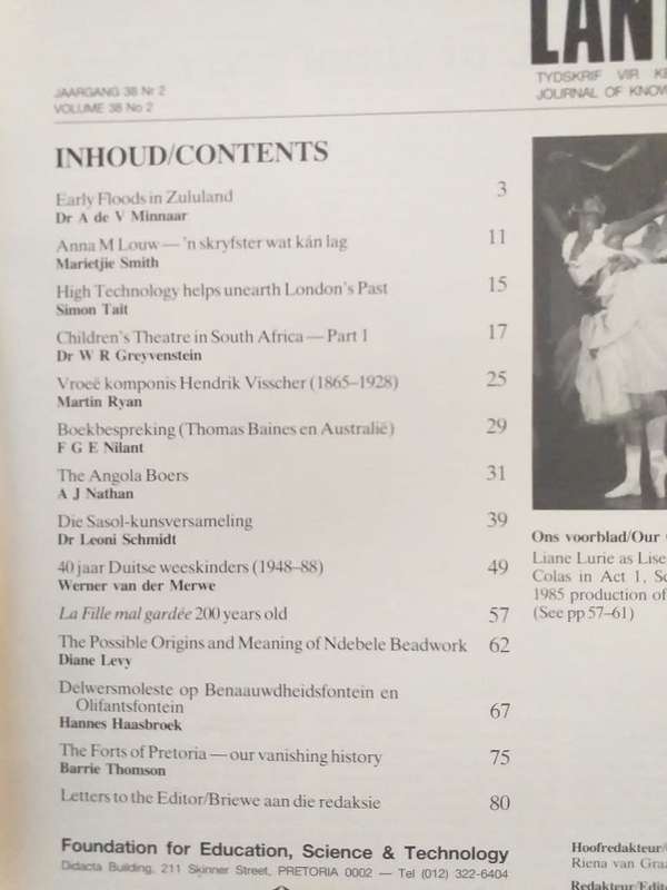 Lantern Tydskrif Magazine Mei 1989 vol 38 nr 2 Angola Boers