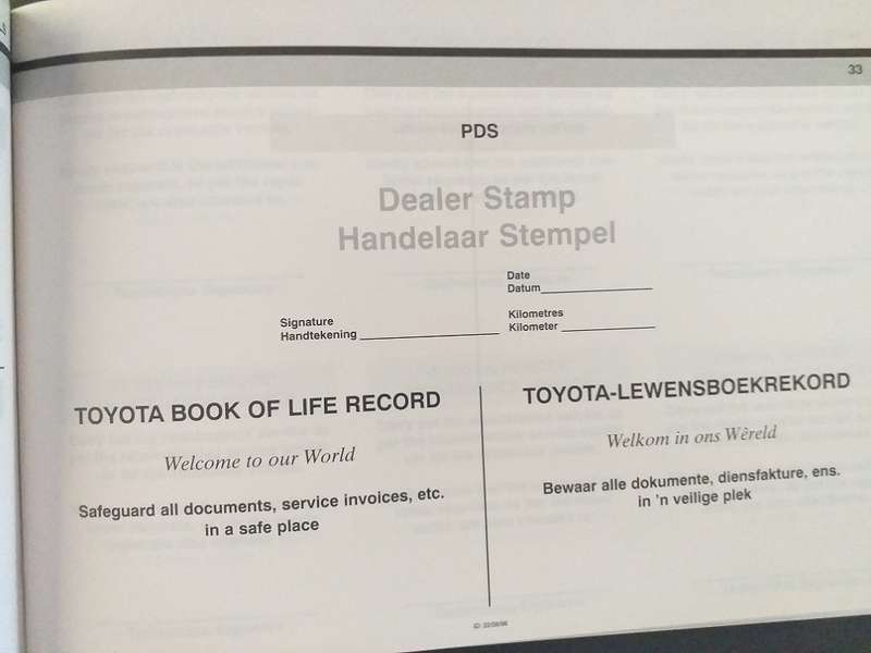Toyota book of life Passenger vehicle Passassiersvoertuig