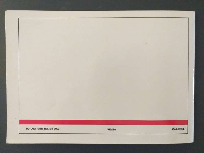 Toyota book of life Passenger vehicle Passassiersvoertuig
