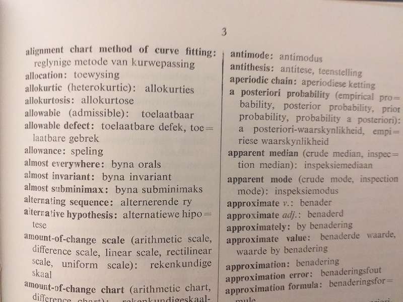 Statistiek Woordeboek - Statistical Dictionary *** READING COPY OLD LIBRARY BOOK ***