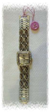 Ladies Diva Stainless Steel Quartz Watch - Pearly White Face Adorned with Austrian Crystals