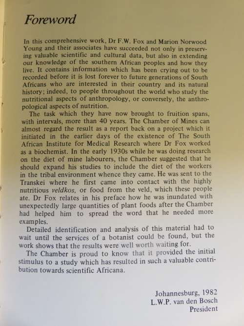 Food from the Veld - F.W. Fox et al. Rare and sought-after.