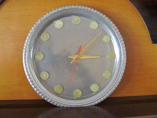 Silver plated clock with 1961 half cents  as numerals - unique