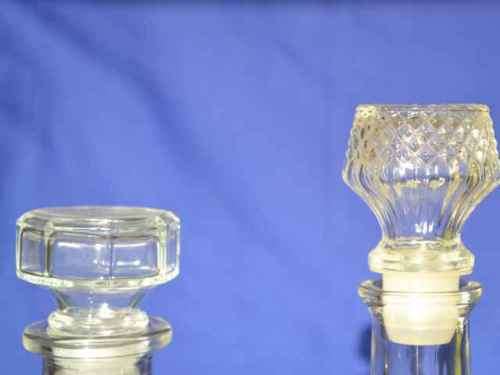TWO GLASS DECANTERS
