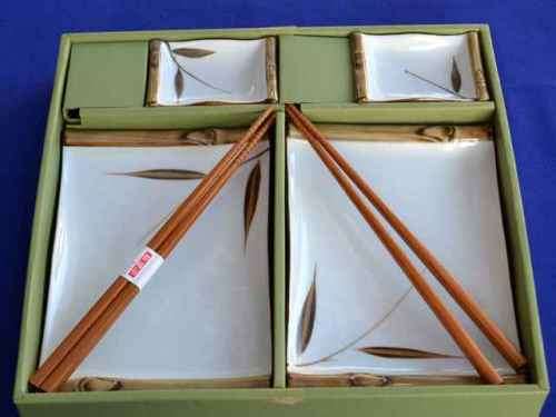 Sushi Set for Two - Bamboo Design Boxed
